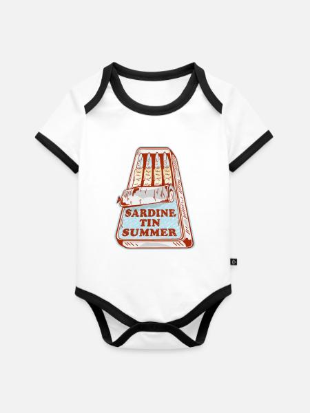 Sardinen Sommer - Baby Bio-Kurzarm-Kontrastbody - Weiß/Schwarz
