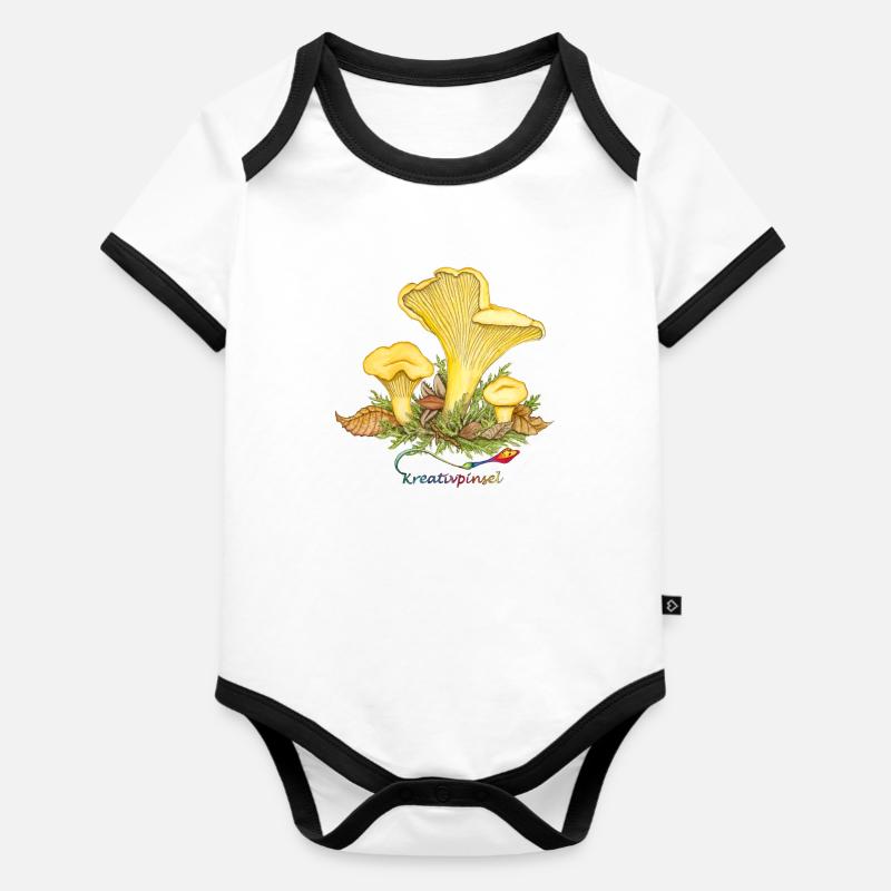 chanterelle - Body Bébé bio contrasté manches courtes - blanc/noir 