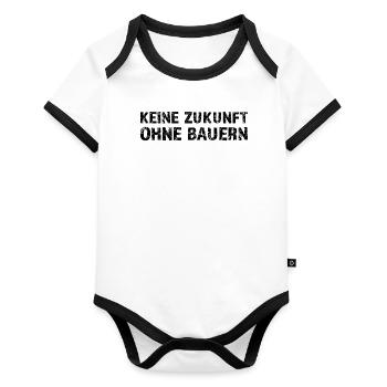 No future without farmers - Organic Baby Contrasting Bodysuit - white/black  - Front
