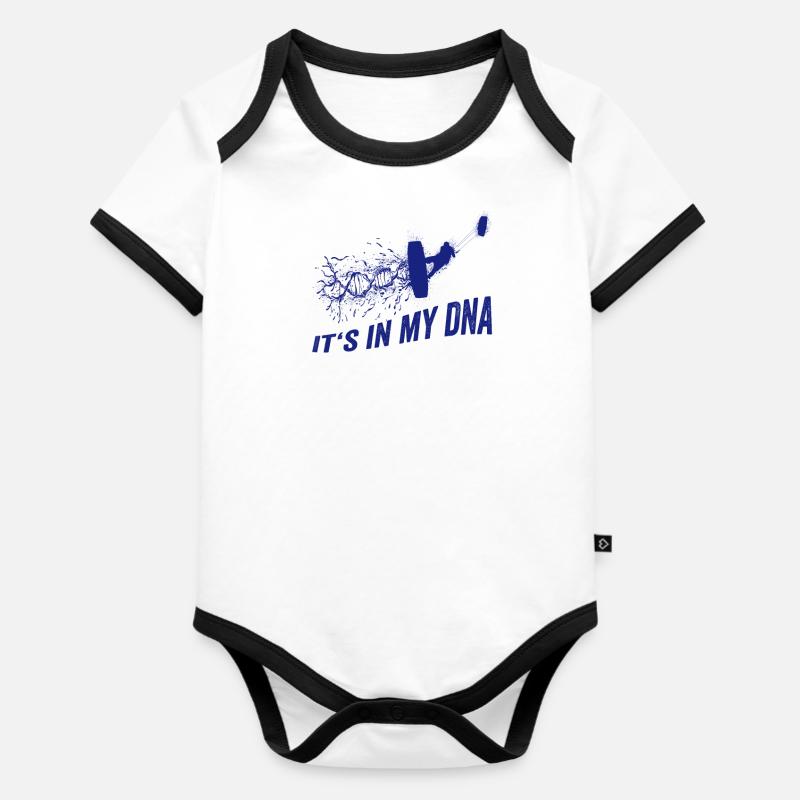 Kitesurf ADN Kitesurf - Body Bébé bio contrasté manches courtes - blanc/noir 