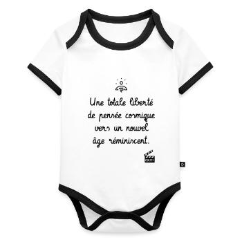 Skippy le Grand Gourou - Les Inconnus - Humour - Body Bébé bio contrasté manches courtes - blanc/noir  - Devant