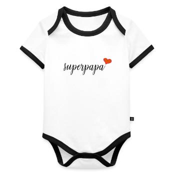 Super-papa - Body Bébé bio contrasté manches courtes - blanc/noir  - Devant