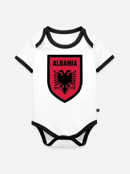 003 Albania - Organic Baby Contrasting Bodysuit - white/black