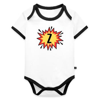 Lettre Z - Body Bébé bio contrasté manches courtes - blanc/noir  - Devant