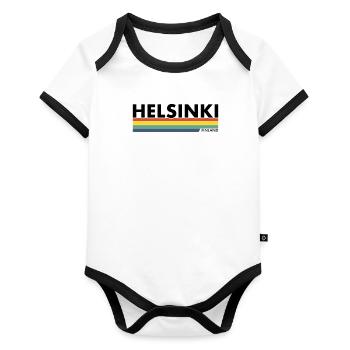 Helsinki Finland Retro Finland Finnish Finn - Organic Baby Contrasting Bodysuit - white/black  - Front