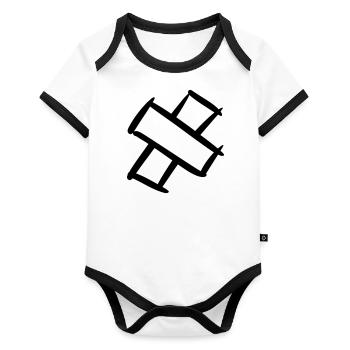 Pflasterkreuz. Pavement Cross. Wound plasters. - Organic Baby Contrasting Bodysuit - white/black  - Front