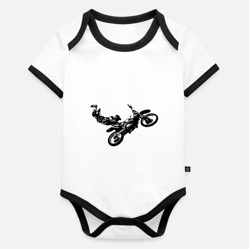 La Moto ! - Body Bébé bio contrasté manches courtes - blanc/noir