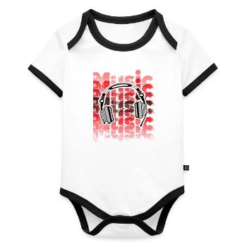 Headphones - Organic Baby Contrasting Bodysuit - white/black  - Front