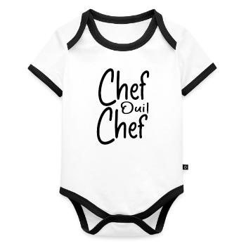 Chef Oui Chef - Humour Chef - Body Bébé bio contrasté manches courtes - blanc/noir  - Devant