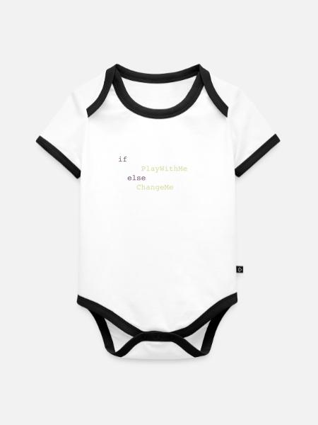 Programmiererkörper - Baby Bio-Kurzarm-Kontrastbody - Weiß/Schwarz