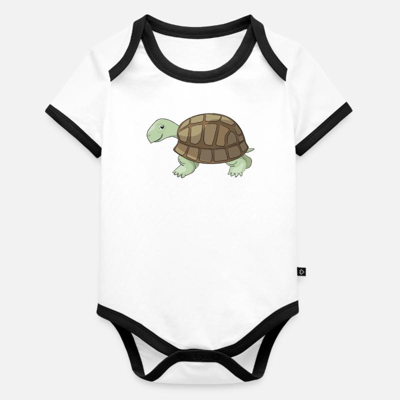 M. Slow - Body Bébé bio contrasté manches courtes - blanc/noir 