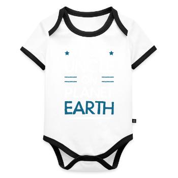 Best Uncle Saying - Organic Baby Contrasting Bodysuit - white/black  - Front
