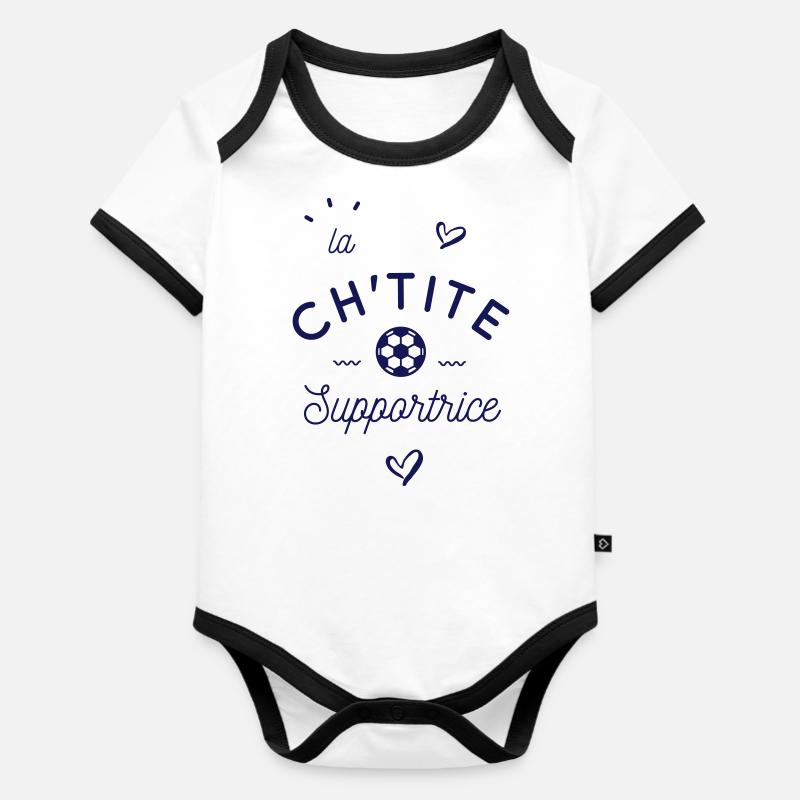 La ch'tite supportrice - Body Bébé bio contrasté manches courtes - blanc/noir 