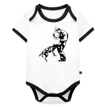 Sports bite (G) - Organic Baby Contrasting Bodysuit - white/black  - Front