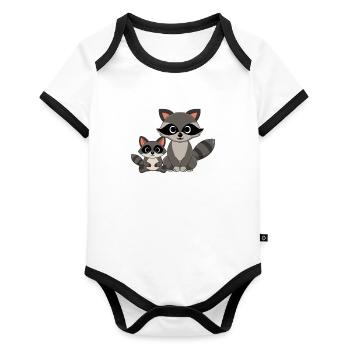 Raton laveur raton laveur animal doux - Body Bébé bio contrasté manches courtes - blanc/noir  - Devant