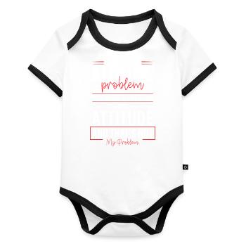 Solution Pas mon problème Le moindre mal - Body Bébé bio contrasté manches courtes - blanc/noir  - Devant