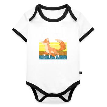 Tier Weisheit Jäger - Baby Bio-Kurzarm-Kontrastbody - Weiß/Schwarz  - Vorne