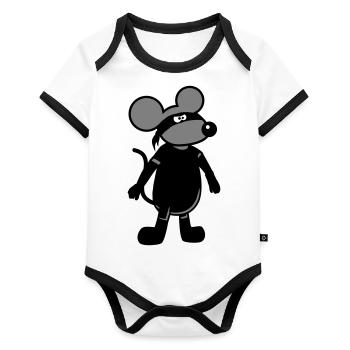 Souris Méchant Voleur Ninja Raid Voleur Cambrioleur - Body Bébé bio contrasté manches courtes - blanc/noir  - Devant