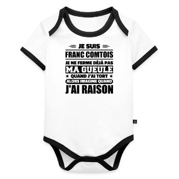 Franc comtois I don't shut my mouth frank comté - Organic Baby Contrasting Bodysuit - white/black  - Front