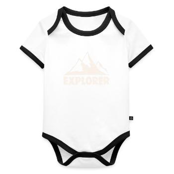 EXPLORER - Organic Baby Contrasting Bodysuit - white/black  - Front