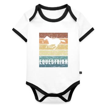 Equestrian Horse Horse Crunge Horse Breed Riding - Organic Baby Contrasting Bodysuit - white/black  - Front