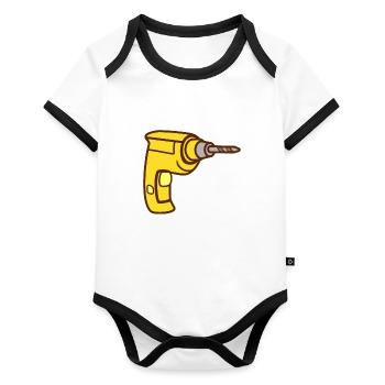 drilling machine - Organic Baby Contrasting Bodysuit - white/black  - Front