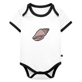 shell - Organic Baby Contrasting Bodysuit - white/black  - Front