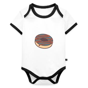 donut - Organic Baby Contrasting Bodysuit - white/black  - Front