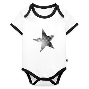 Star Points - Organic Baby Contrasting Bodysuit - white/black  - Front