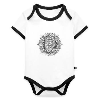 Mandala mystique - Body Bébé bio contrasté manches courtes - blanc/noir  - Devant