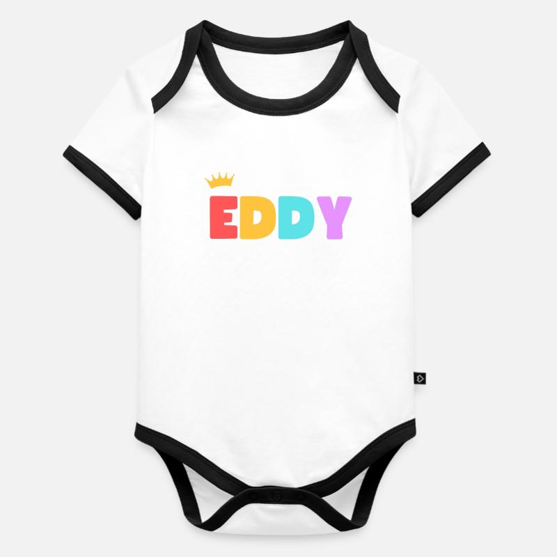 Eddy! Customizable - Organic Baby Contrasting Bodysuit - white/black