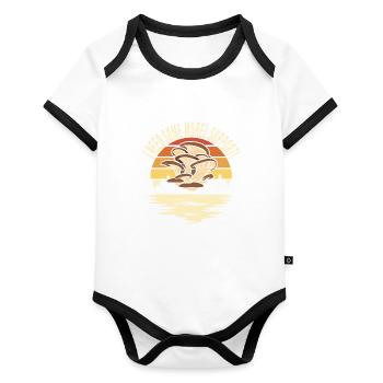 Mushroom picking - Organic Baby Contrasting Bodysuit - white/black  - Front