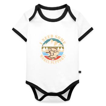 Mushroom picking - Organic Baby Contrasting Bodysuit - white/black  - Front