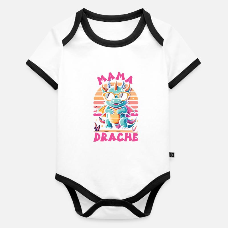 Maman - Body Bébé bio contrasté manches courtes - blanc/noir 