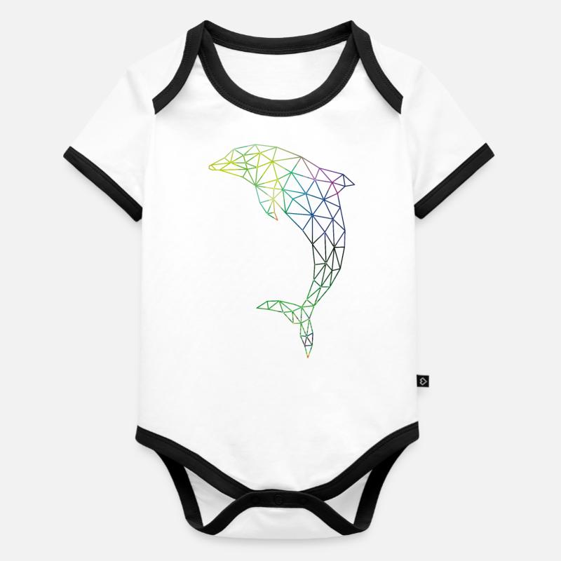 Delfin - Body Bébé bio contrasté manches courtes - blanc/noir 