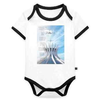 Wolke 7 - Baby Bio-Kurzarm-Kontrastbody - Weiß/Schwarz  - Vorne