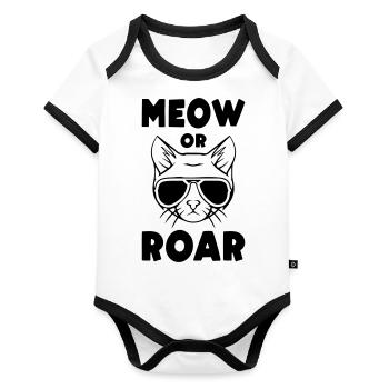 Meow or Roar - Organic Baby Contrasting Bodysuit - white/black  - Front
