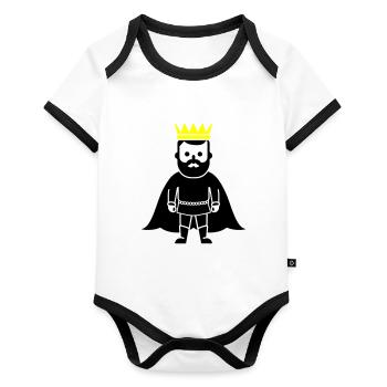 King - Organic Baby Contrasting Bodysuit - white/black  - Front