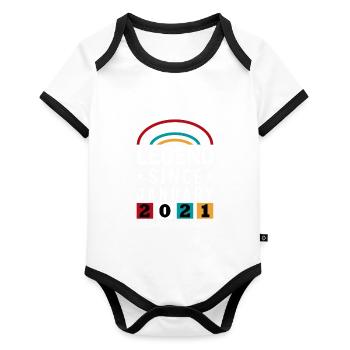 2021 Legend Since Birthday Gift January - Organic Baby Contrasting Bodysuit - white/black  - Front