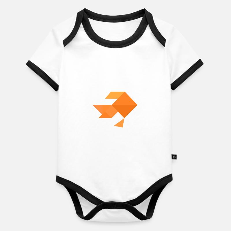 Poisson rouge - Tangram - Body Bébé bio contrasté manches courtes - blanc/noir