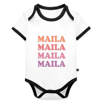 Nom : Maila - Body Bébé bio contrasté manches courtes - blanc/noir  - Devant