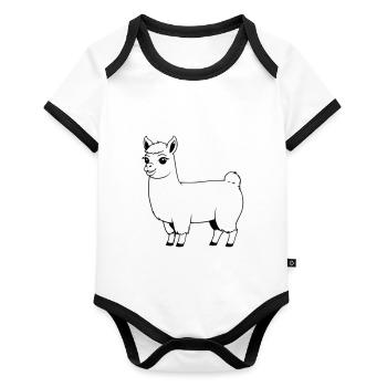 Lama comme graphique vectoriel - Body Bébé bio contrasté manches courtes - blanc/noir  - Devant