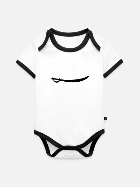 saebel - Baby Bio-Kurzarm-Kontrastbody - Weiß/Schwarz