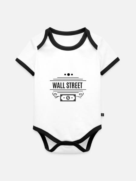 Wall Street - Börse - Baby Bio-Kurzarm-Kontrastbody - Weiß/Schwarz 