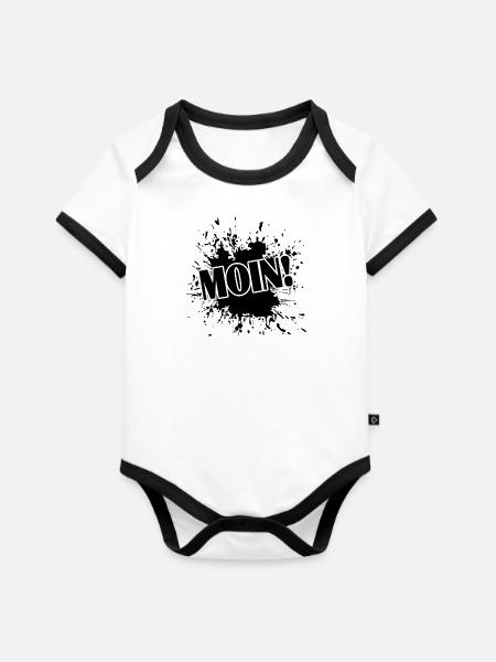 Moin moin - Baby Bio-Kurzarm-Kontrastbody - Weiß/Schwarz