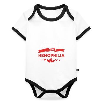 Hémophilie Hémophilie Hémophilie - Body Bébé bio contrasté manches courtes - blanc/noir  - Devant
