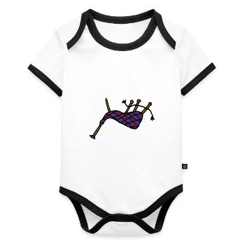 Bagpipes - Organic Baby Contrasting Bodysuit - white/black  - Front