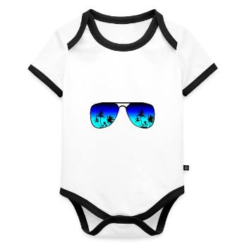 Sunglasses vacation - Organic Baby Contrasting Bodysuit - white/black  - Front