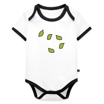 Arbre à motif de feuilles vertes - Body Bébé bio contrasté manches courtes - blanc/noir  - Devant