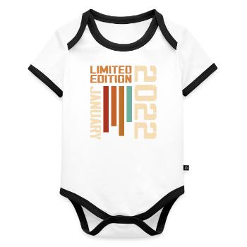 January 2022 - 2022 January Birthday Gift - Organic Baby Contrasting Bodysuit - white/black  - Front